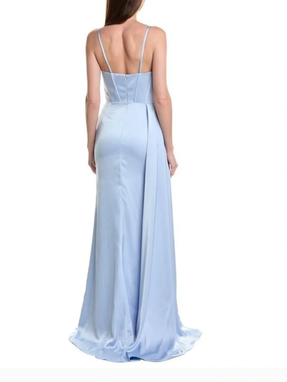 Rene Ruiz crepe speghetti sky blue Draped Gown‎ size 2